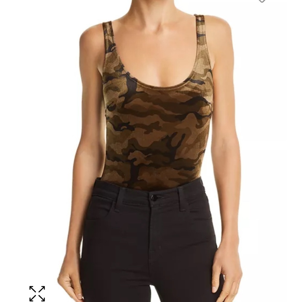 Honey Punch Velvet Camo thong bodysuit green and black Medium scoop neck - Picture 6 of 6